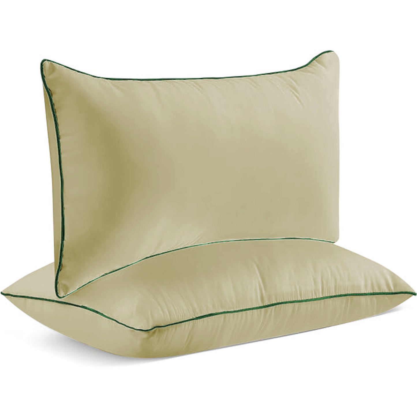 StylizShades Cotton Velvet Cushion Covers, Decorative Throw Pillow Cover for Living Room Couch/Sofa - Cream Crust-Forest Green