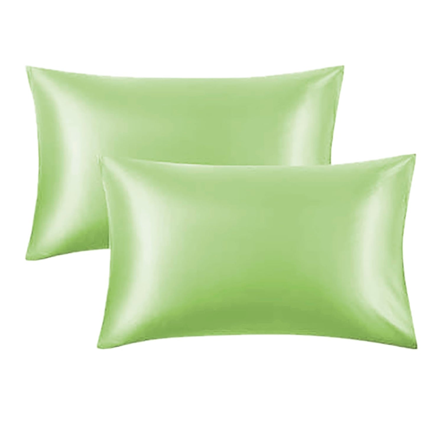 Premium Satin Silk Cushion Cover, Shiny & Soft Decorative Pillowcase for Bedroom & Living Room - Pistachio Set of 2