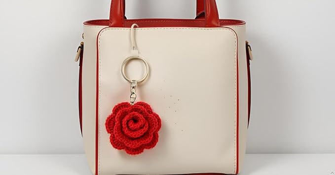 Handmade Crochet Rose Keychain, Decorative Bag Purse Keyrings, Stylish Lightweight Keychains