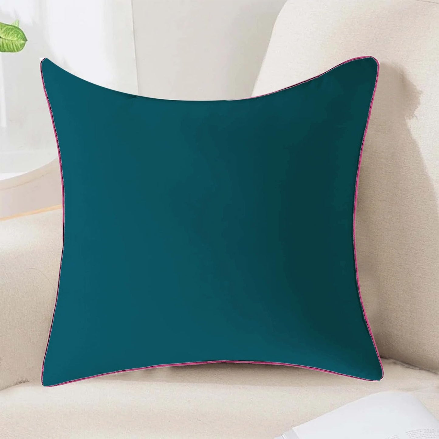 StylizShades Cotton Velvet Cushion Covers, Decorative Throw Pillow Cover for Living Room Couch/Sofa - Teal-Pink