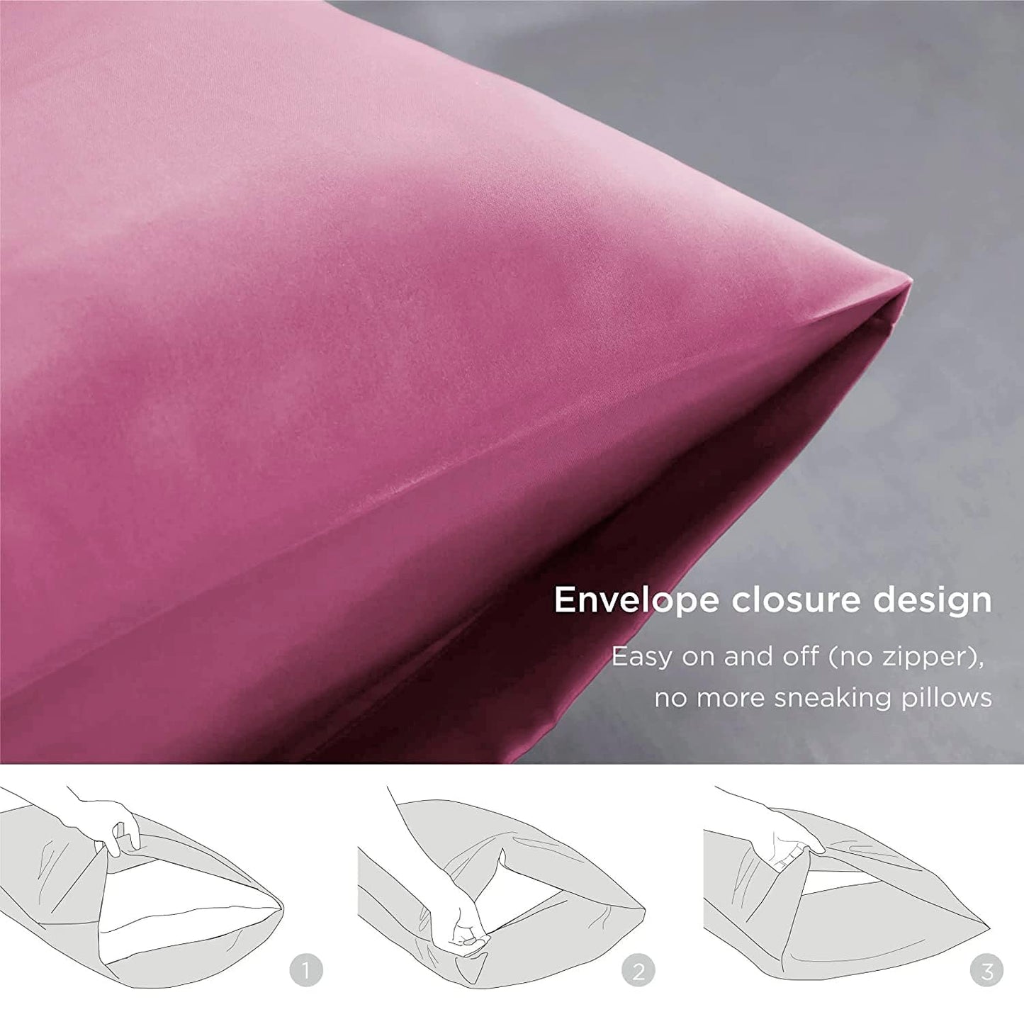 Premium Satin Silk Cushion Cover, Shiny & Soft Decorative Pillowcase for Bedroom & Living Room - Rose Pink Set of 2
