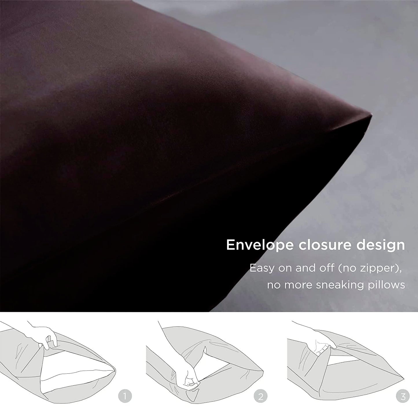 Premium Satin Silk Cushion Cover, Shiny & Soft Decorative Pillowcase for Bedroom & Living Room - Chocolate Brown Set Of 2