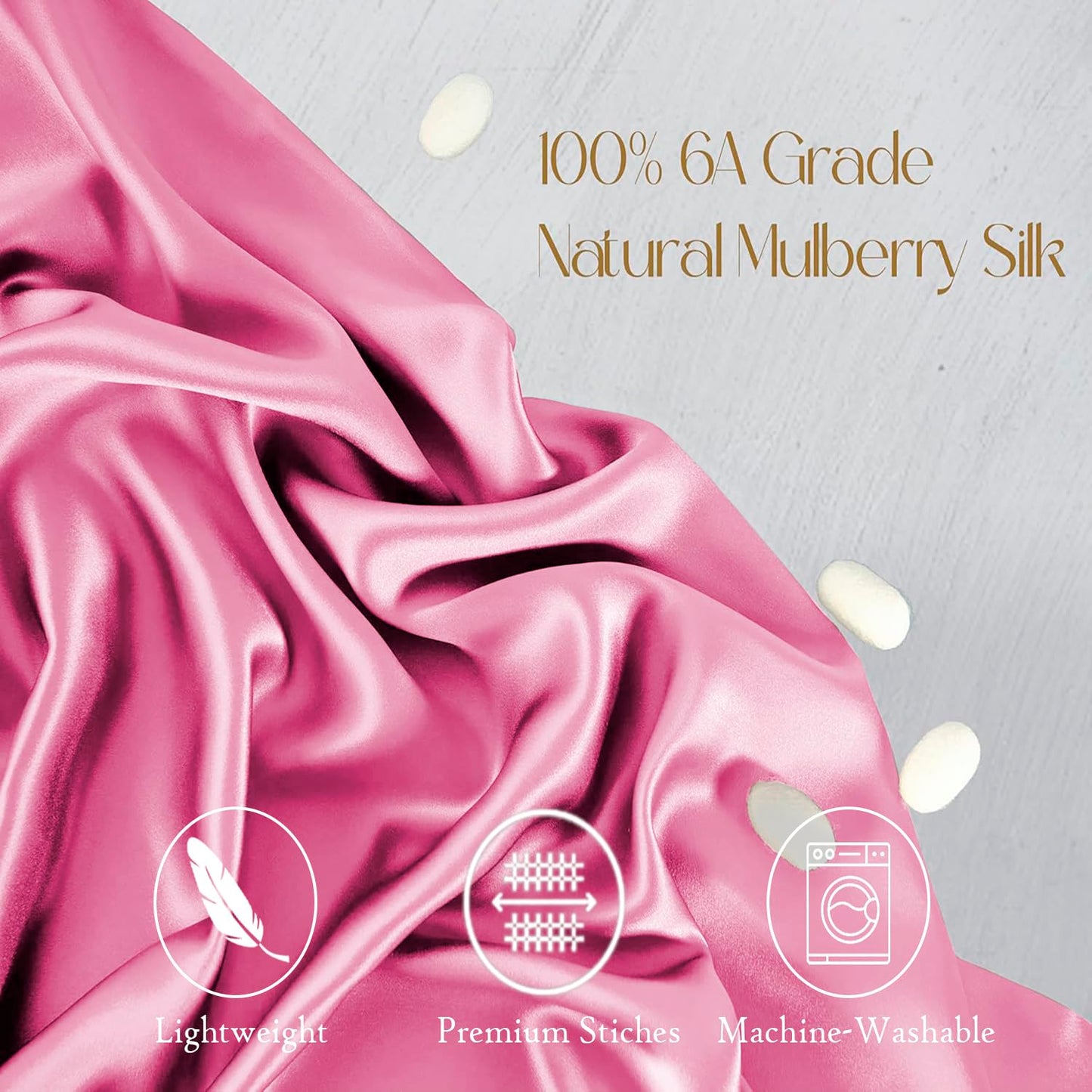 Premium Satin Silk Cushion Cover, Shiny & Soft Decorative Pillowcase for Bedroom & Living Room - Rose Pink Set of 2