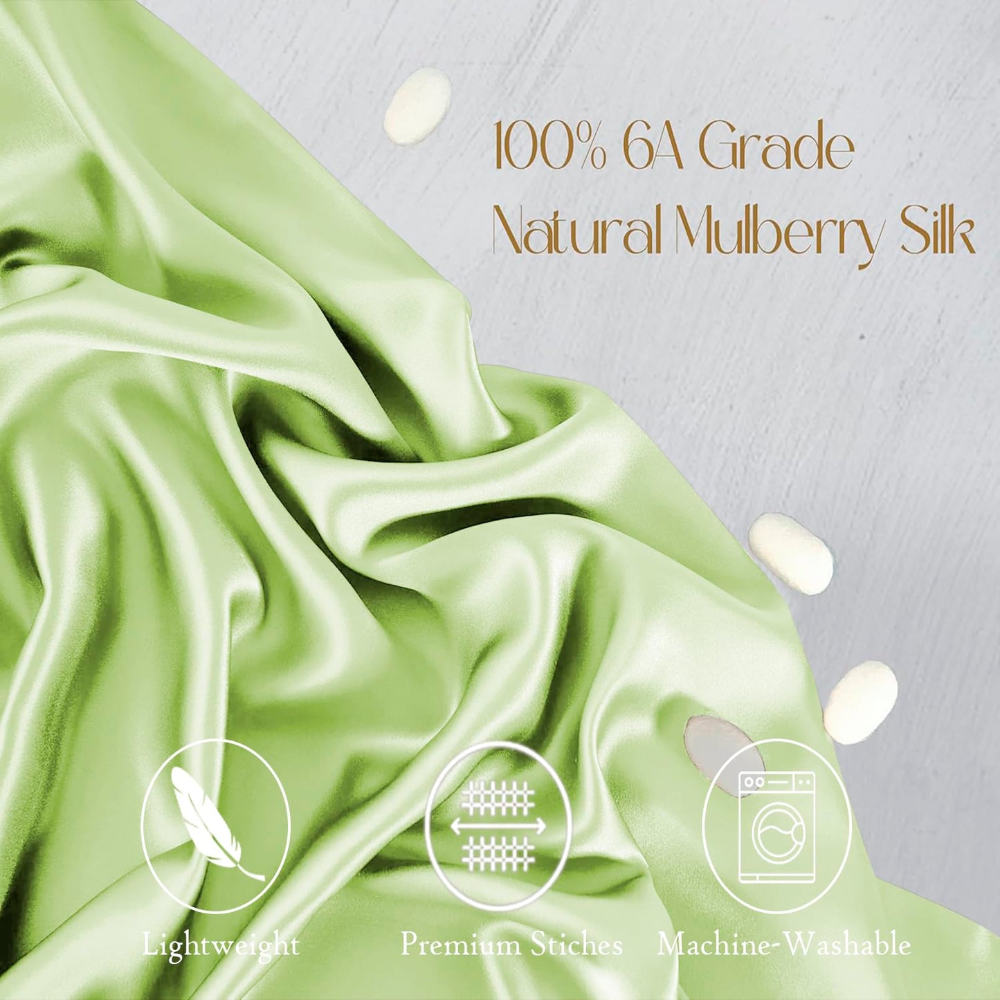 Premium Satin Silk Cushion Cover, Shiny & Soft Decorative Pillowcase for Bedroom & Living Room - Pistachio Set of 2