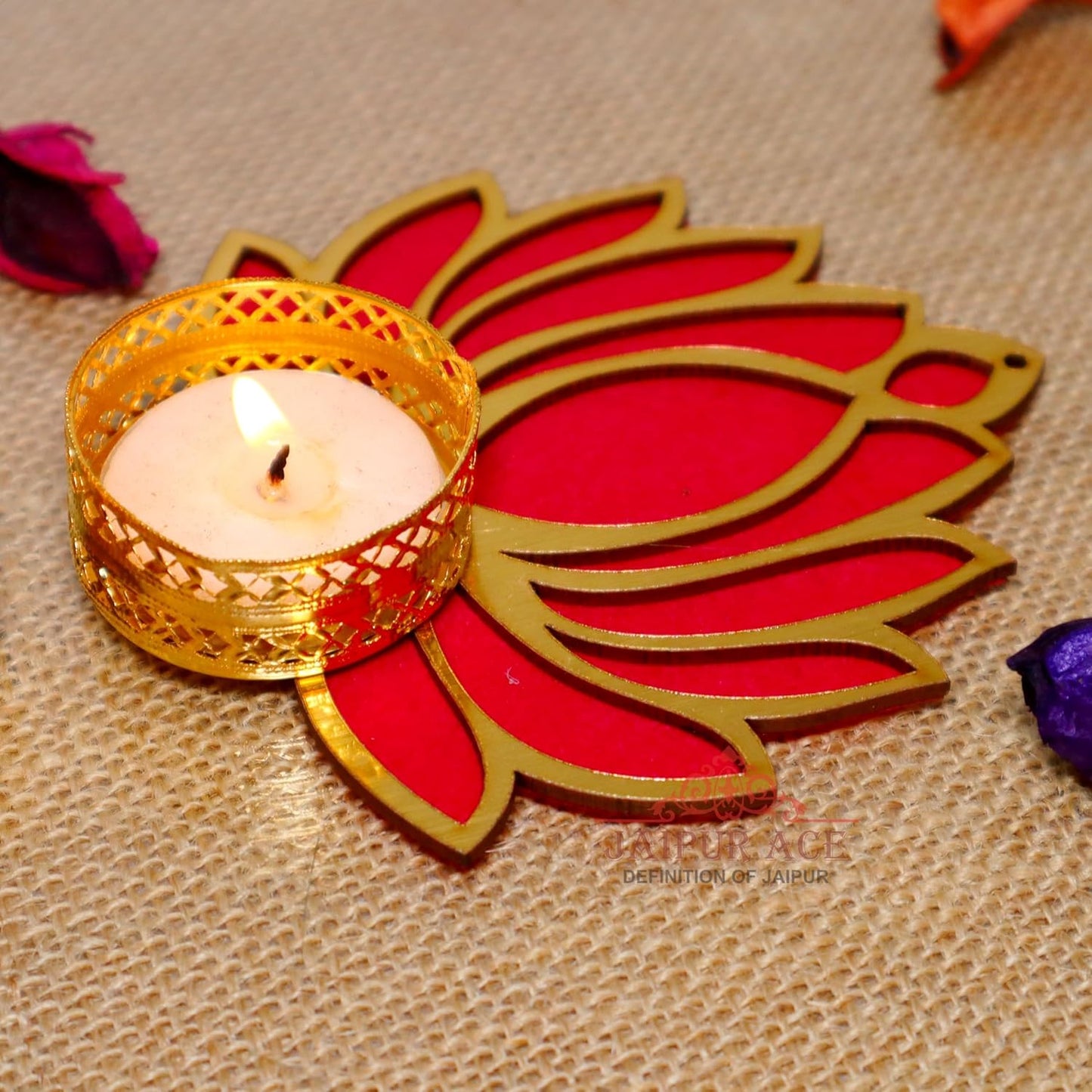 Decorative Lotus Tealight Candle Holders – Lotus Diya for Festive Home Décor, Rangoli, Diwali, Pooja & Gifting