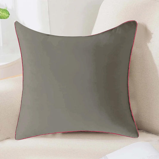 StylizShades Cotton Velvet Cushion Covers, Decorative Throw Pillow Cover for Living Room Couch/Sofa - Grey-Crimson Glory