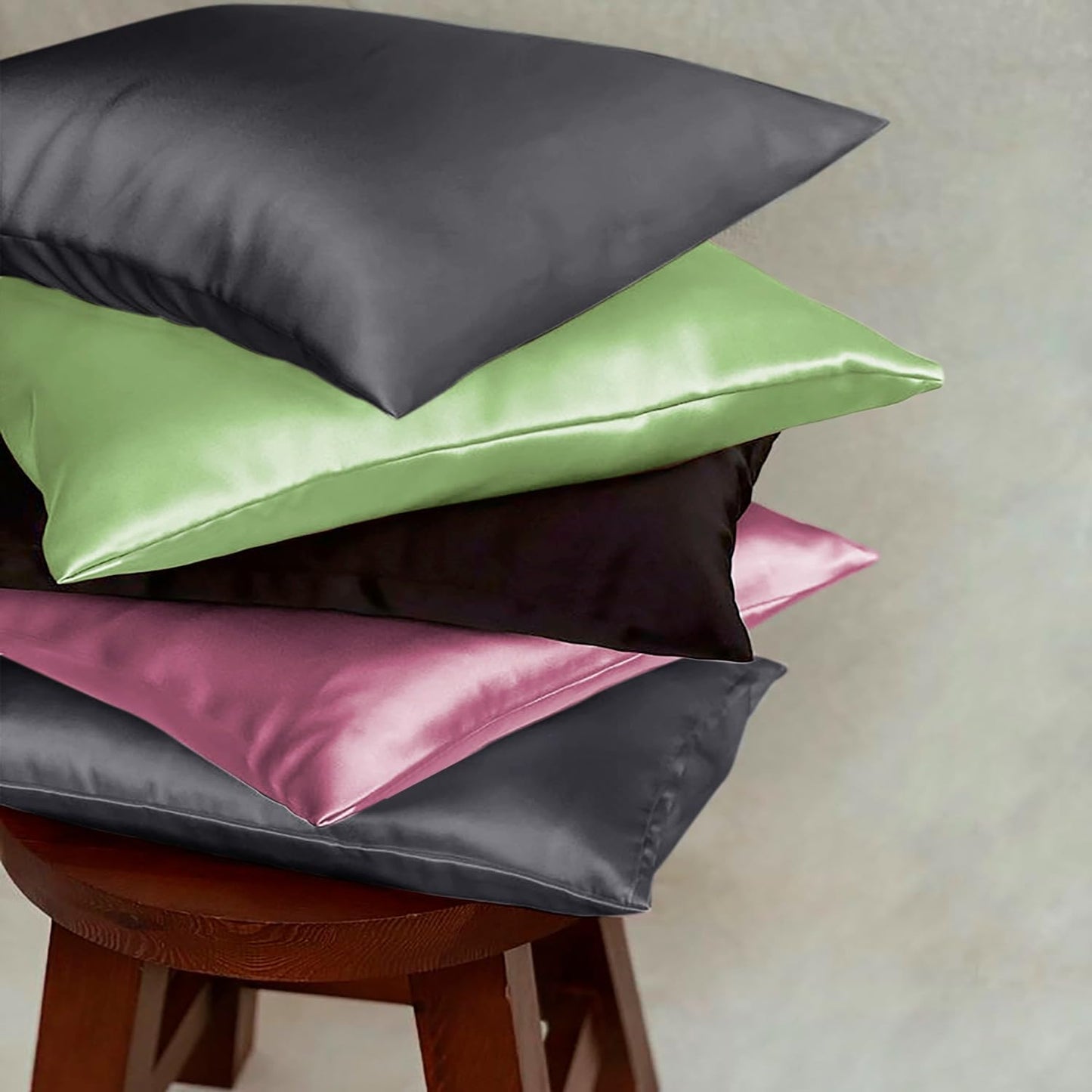 Premium Satin Silk Cushion Cover, Shiny & Soft Decorative Pillowcase for Bedroom & Living Room - Chocolate Brown Set Of 2
