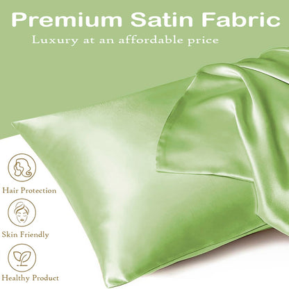 Premium Satin Silk Cushion Cover, Shiny & Soft Decorative Pillowcase for Bedroom & Living Room - Pistachio