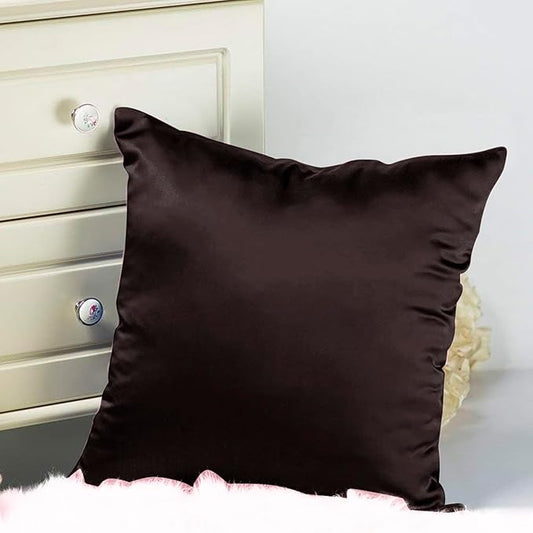 Premium Satin Silk Cushion Cover, Shiny & Soft Decorative Pillowcase for Bedroom & Living Room - Chocolate Brown