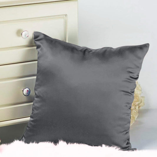 Premium Satin Silk Cushion Cover, Shiny & Soft Decorative Pillowcase for Bedroom & Living Room - Charcoal Grey
