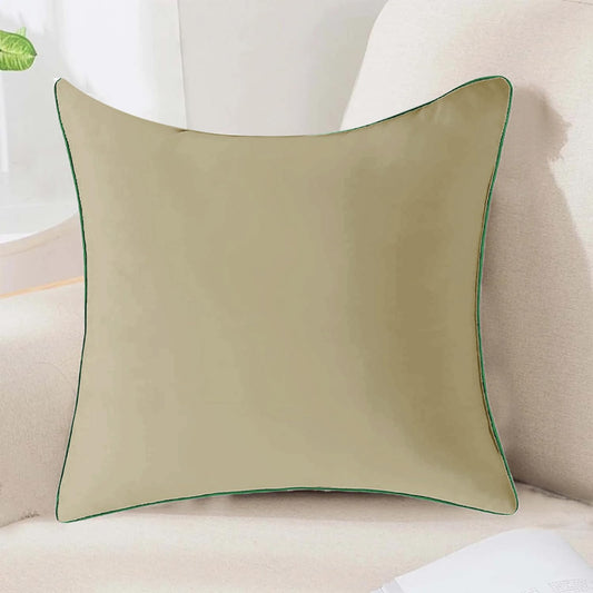 StylizShades Cotton Velvet Cushion Covers, Decorative Throw Pillow Cover for Living Room Couch/Sofa - Cream Crust-Forest Green