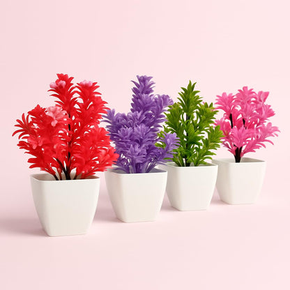 StylizShades Artificial Flower Plants with White Pots – Decorative Faux Plants for Home, Office, Tabletop & Gift