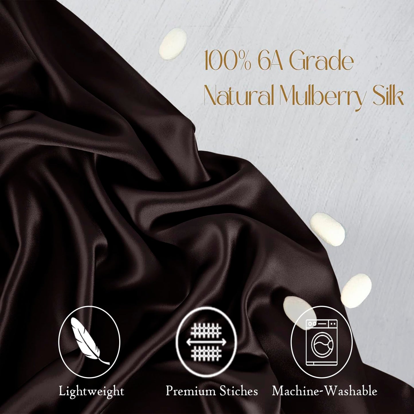 Premium Satin Silk Cushion Cover, Shiny & Soft Decorative Pillowcase for Bedroom & Living Room - Chocolate Brown Set Of 2