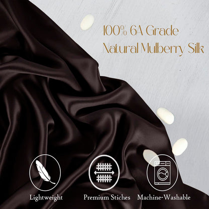 Premium Satin Silk Cushion Cover, Shiny & Soft Decorative Pillowcase for Bedroom & Living Room - Chocolate Brown Set Of 2