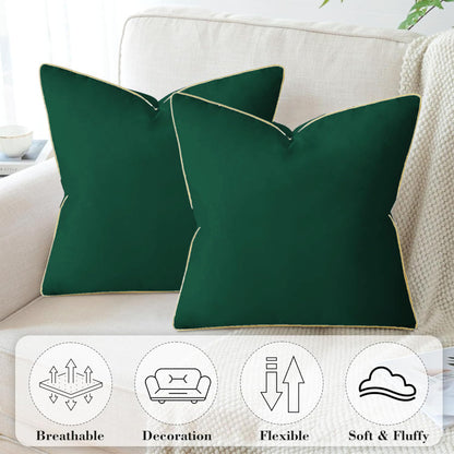 StylizShades Cotton Velvet Cushion Covers, Decorative Throw Pillow Cover for Living Room Couch/Sofa - Green-Yellow