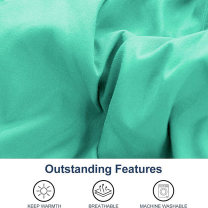 Microfiber Reversible All Seasons Quilt Blanket, AC Comforter for Double Bed, Sea Green & Sapphire Blue