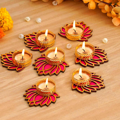 Decorative Lotus Tealight Candle Holders – Lotus Diya for Festive Home Décor, Rangoli, Diwali, Pooja & Gifting
