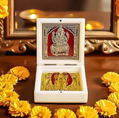 Premium Lord Ganesha Blessing Box with Golden Charan Paduka